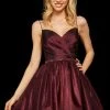 Sherri Hill - 53003 Ruched Sweetheart A-Line Short Dress -Boutique Wedding Dress Store sherri hill 53003 ruched sweetheart a line short dress special occasion dress 00 dark wine 11829209235539