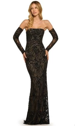 Sherri Hill 55538 - Arm Sleeve Detachable Strapless Evening Gown