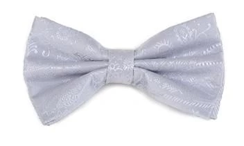Silver Paisley Bow Ties With Matching Pocket Squares 3 Silver Paisley Bow Ties With Matching Pocket Squares