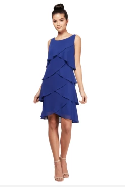 SLNY - 114044 Tulip Tiered Scoop Neck Chiffon Dress -Boutique Wedding Dress Store slny 114044 tulip tiered scoop neck chiffon dress cocktail dresses 12 iris 28818767216723