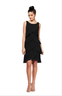 SLNY - 114044 Tulip Tiered Scoop Neck Chiffon Dress