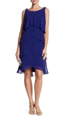 SLNY - 114044 Tulip Tiered Scoop Neck Chiffon Dress -Boutique Wedding Dress Store slny 114044 tulip tiered scoop neck chiffon dress cocktail dresses 28031744376915