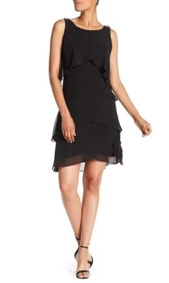 SLNY - 114044 Tulip Tiered Scoop Neck Chiffon Dress -Boutique Wedding Dress Store slny 114044 tulip tiered scoop neck chiffon dress cocktail dresses 28031772131411