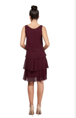 SLNY - 114044 Tulip Tiered Scoop Neck Chiffon Dress -Boutique Wedding Dress Store slny 114044 tulip tiered scoop neck chiffon dress cocktail dresses 28398959329363