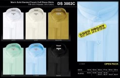 Solid Banded Men's Dress Shirt With French Cuff