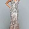 Sparkle Prom By Da Vinci 72186 - Plunging V-Neck Mermaid Prom Gown -Boutique Wedding Dress Store sparkle prom 72186 plunging v neck mermaid prom gown special occasion dress 2 silver gold 30519484842067
