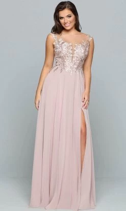 Sparkle Prom By Da Vinci 72218 - Embroidered Illusion Bateau Prom Dress