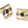 Square Gold Cufflinks With Black And Blue Crystals -Boutique Wedding Dress Store square gold cufflinks with black and blue crystals mens cufflinks abc fashion 309203