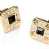 Square Gold Cufflinks With Black And Clear Crystals -Boutique Wedding Dress Store square gold cufflinks with black and clear crystals mens cufflinks abc fashion 861508