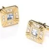 Square Gold Cufflinks With Clear Crystals -Boutique Wedding Dress Store square gold cufflinks with clear crystals mens cufflinks abc fashion 928677