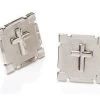 Square Silver Cufflinks With Cross 1 Square Silver Cufflinks With Cross -Boutique Wedding Dress Store square silver cufflinks with cross mens cufflinks abc fashion 449453