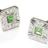 Square Silver Cufflinks With Green And Clear Crystals -Boutique Wedding Dress Store square silver cufflinks with green and clear crystals mens cufflinks abc fashion 490518