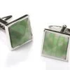 Square Silver Cufflinks With Green Checkers -Boutique Wedding Dress Store square silver cufflinks with green checkers mens cufflinks abc fashion 712503