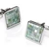 Square Silver Cufflinks With Green Mosaic -Boutique Wedding Dress Store square silver cufflinks with green mosaic mens cufflinks abc fashion 394414
