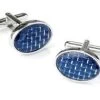 Stainless Steel Oval Cufflinks In Blue