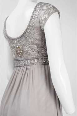 Sue Wong N4438 Sequined Scoop Neck Chiffon Dress - 1 Pc Platinum In Size 6 Available -Boutique Wedding Dress Store sue wong n4438 sequined scoop neck chiffon dress 1 pc platinum in size 6 available ccsale 6 platinum 6153767092281