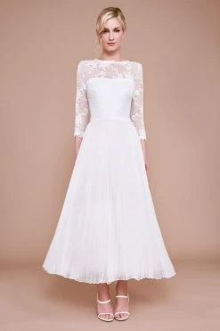 Tadashi Shoji - Keats Lace Tulle Tea-Length Dress