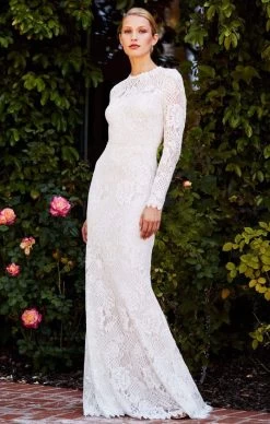 Tadashi Shoji - Lace Long Sleeve Fitted Dress -Boutique Wedding Dress Store tadashi shoji lace long sleeve fitted dress special occasion dress 11722998120531