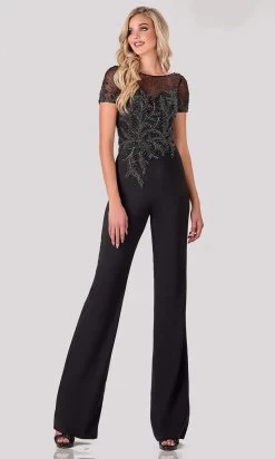 Terani Couture - 2027E2940 Beaded Bodice Short Sleeve Jumpsuit